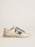 V-Star in glossy leather with metallic green crackle leather star| Golden Goose