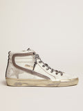 Women's Slide with star in white suede and leather flash| Golden Goose
