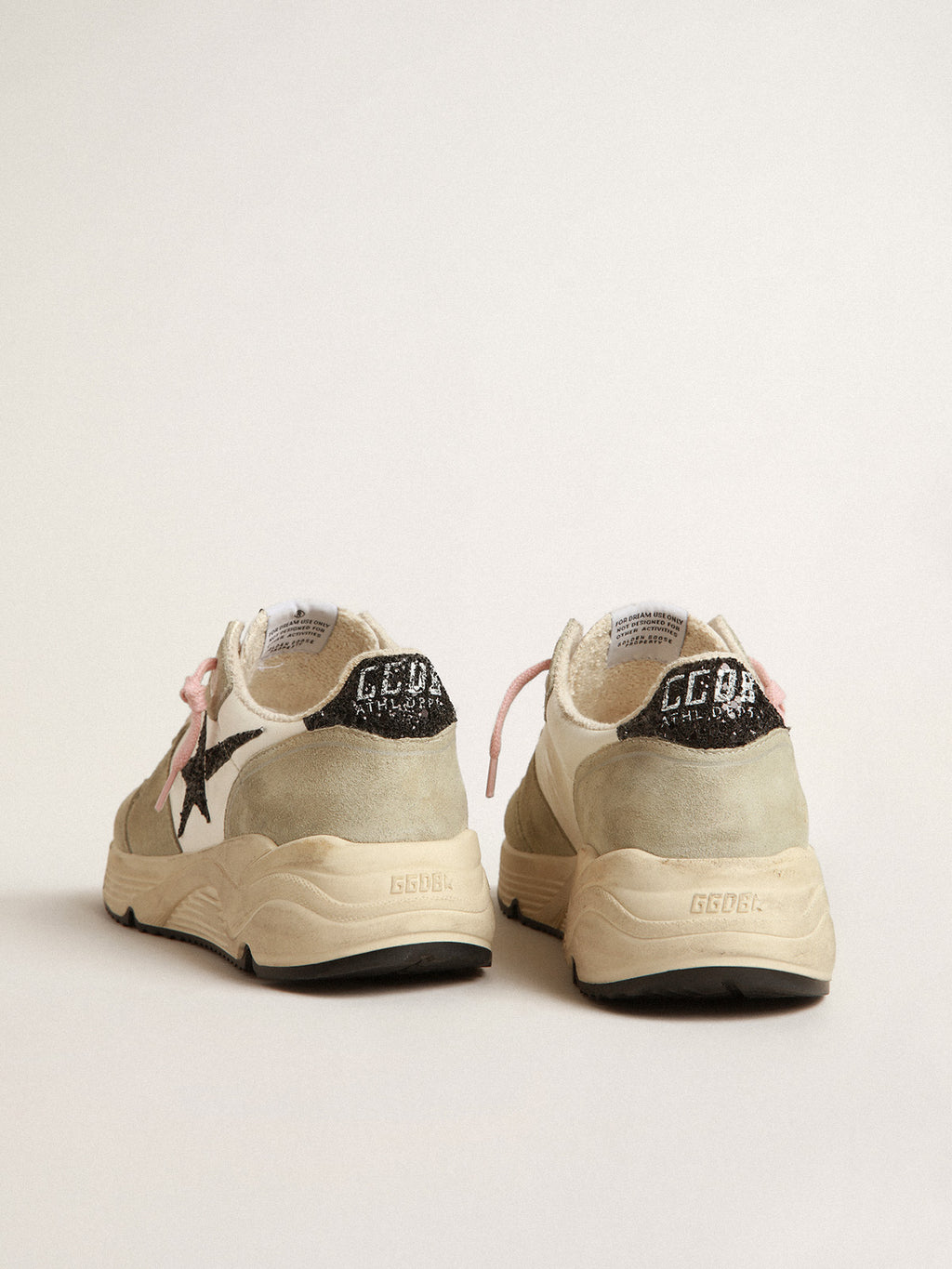 Running Sole with gray suede inserts and black glitter star| Golden Goose