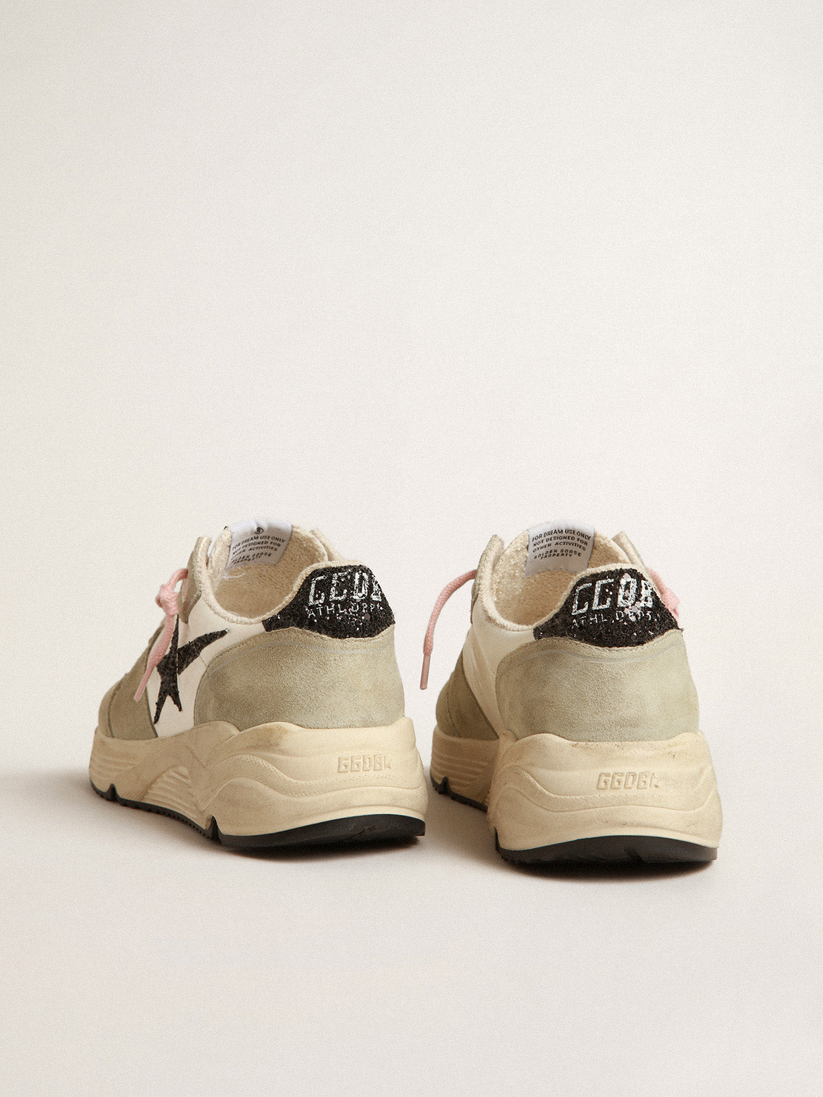 Running Sole with gray suede inserts and black glitter star| Golden Goose