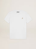 White Star Collection T-shirt with star in gold glitter on the front| Golden Goose