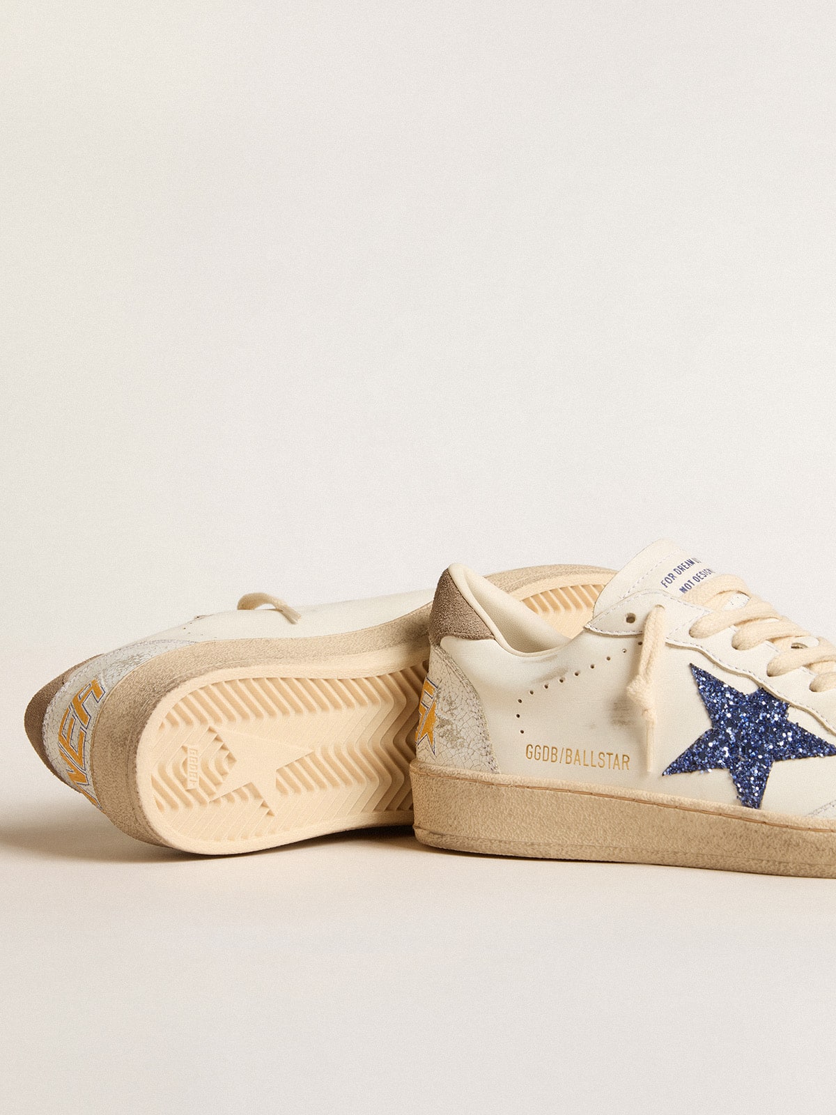 Ball Star with blue glitter star and dove-gray suede heel tab| Golden Goose