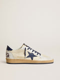 Ball Star LTD in cream nappa with blue leather star and heel tab| Golden Goose