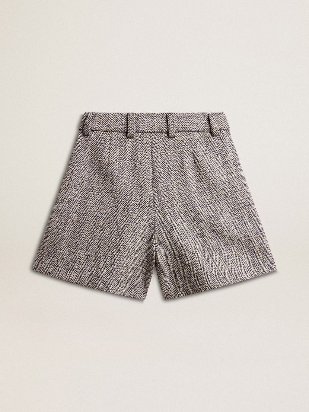 Women's ecru brown shorts in herringbone wool