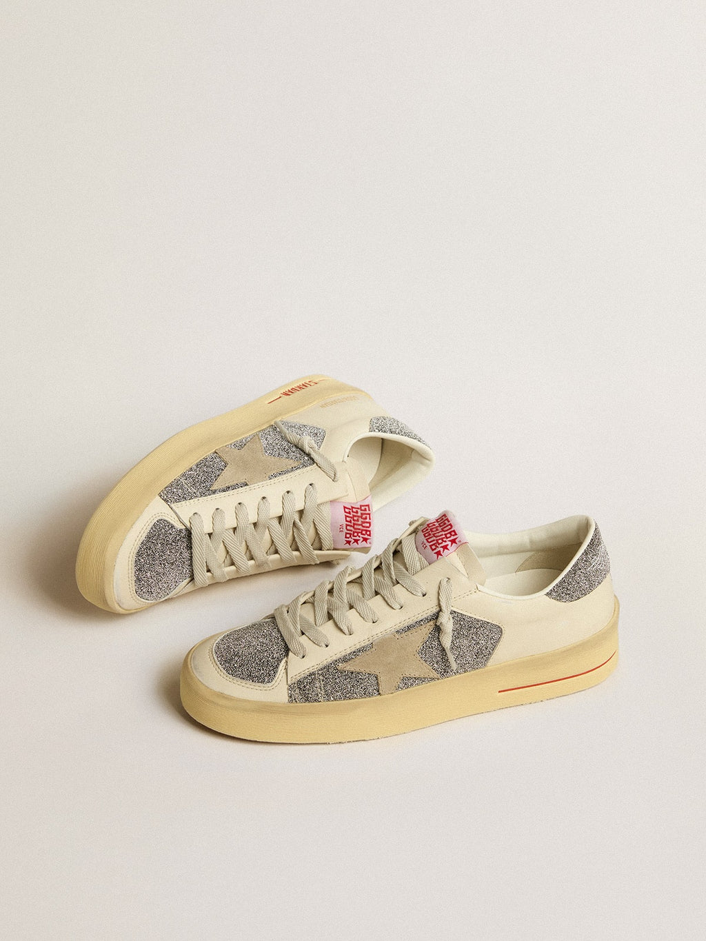 Women's Stardan in suede with sand star and silver Swarovski crystal inserts| Golden Goose