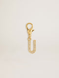 Letter U charm in gold-colored brass with crystals| Golden Goose