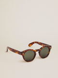 Sunglasses Panthos model with havana frame and gold details| Golden Goose