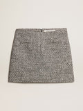 Miniskirt in black and white bouclé cotton| Golden Goose