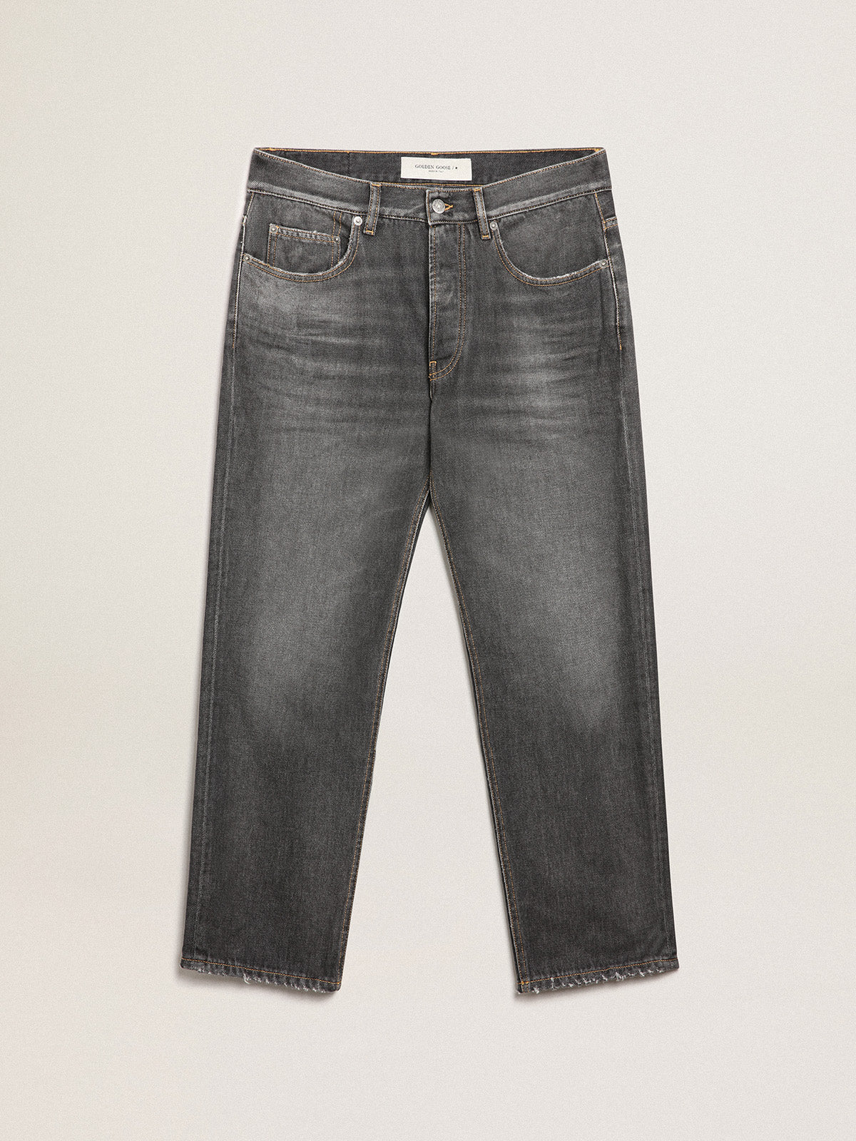 Black mid-wash slim-fit jeans| Golden Goose