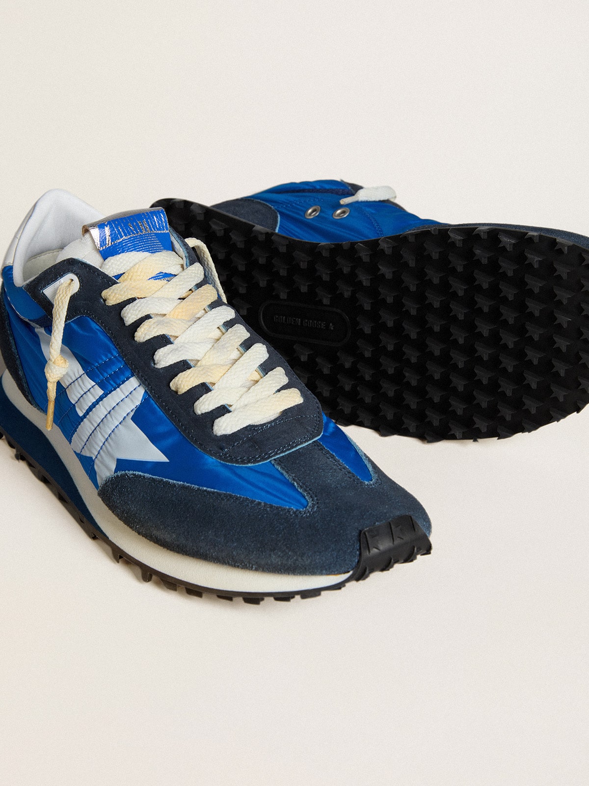 Men's Marathon with blue nylon upper and white star| Golden Goose