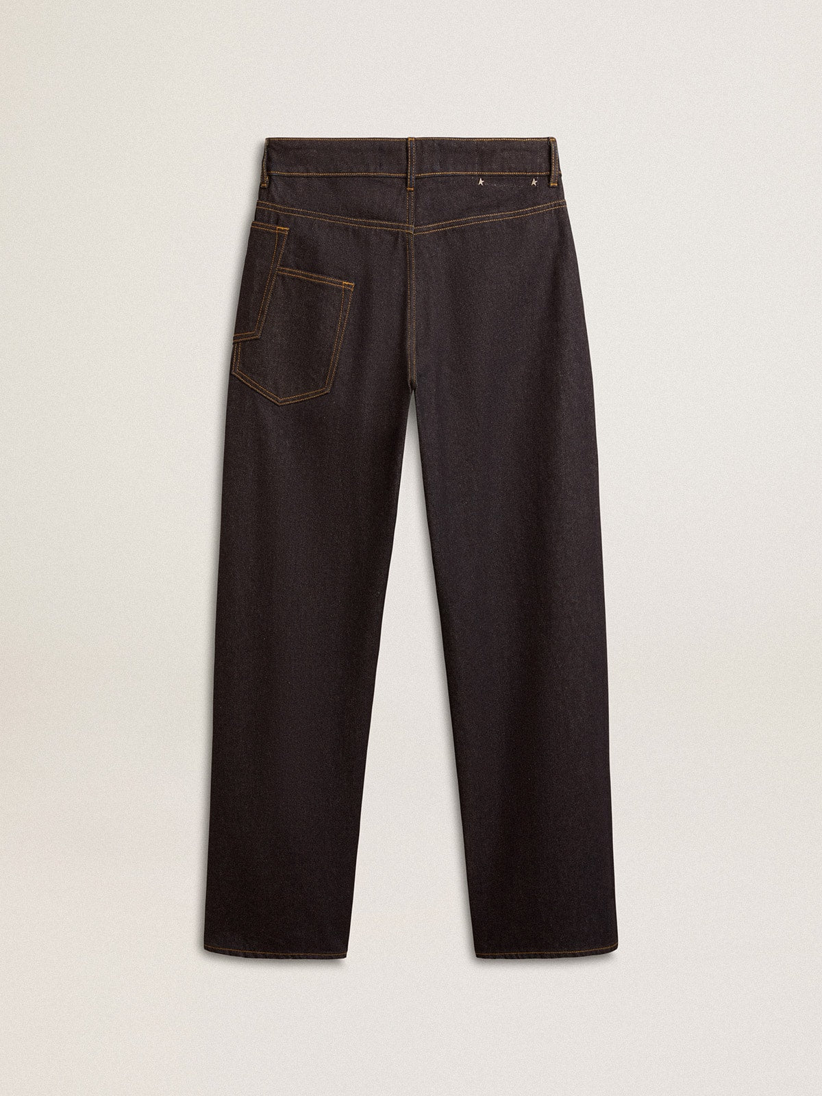 Men's dark blue wide-leg jeans in one-wash denim