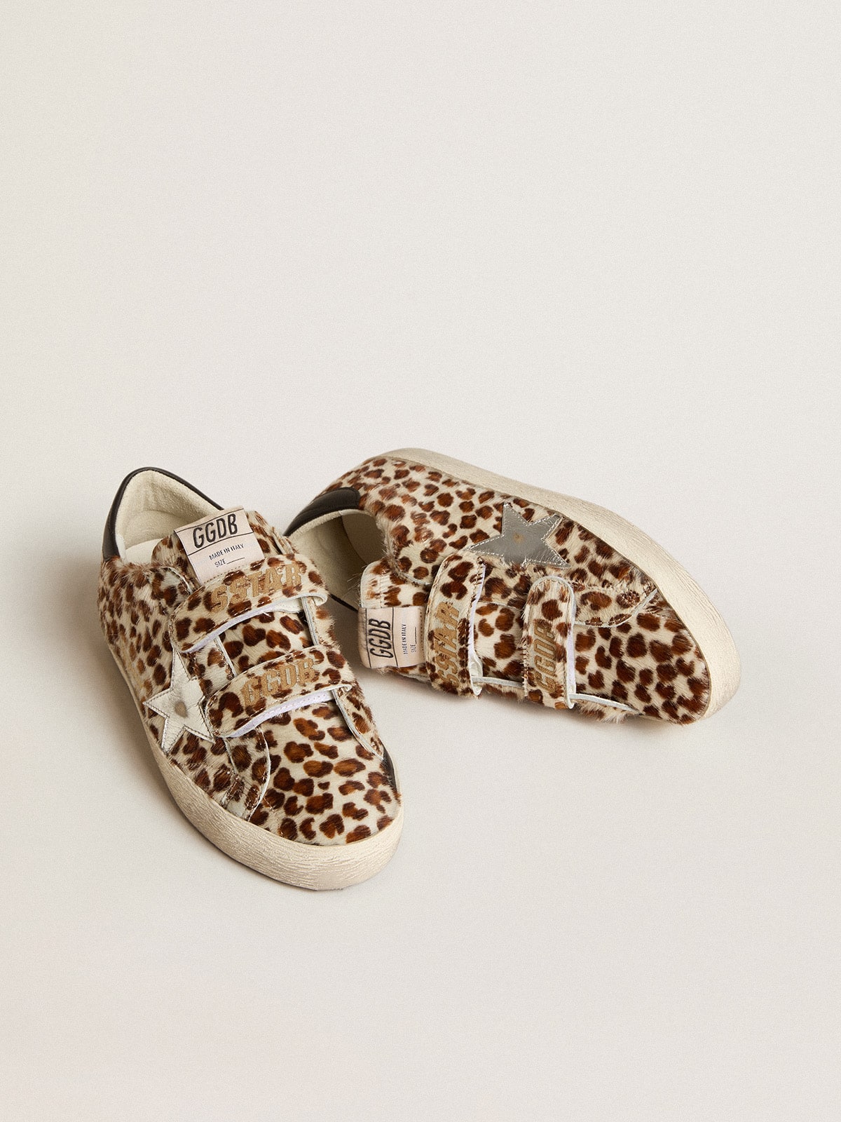 Women's Old School LTD in pony skin with silver star and leather heel tab| Golden Goose