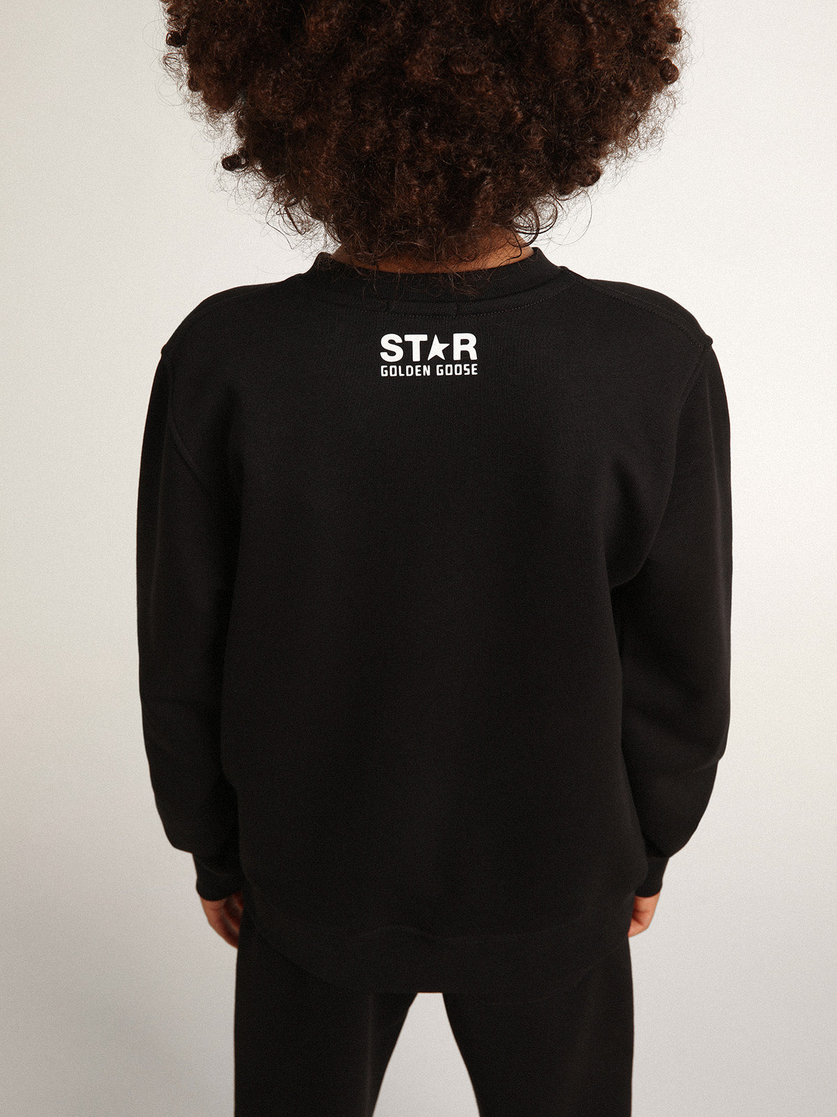 Boys' black sweatshirt with white maxi star on the front| Golden Goose