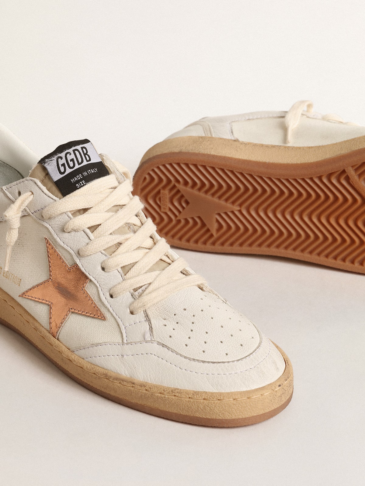 Ball Star LTD in canvas and nappa with bronze metallic leather star| Golden Goose