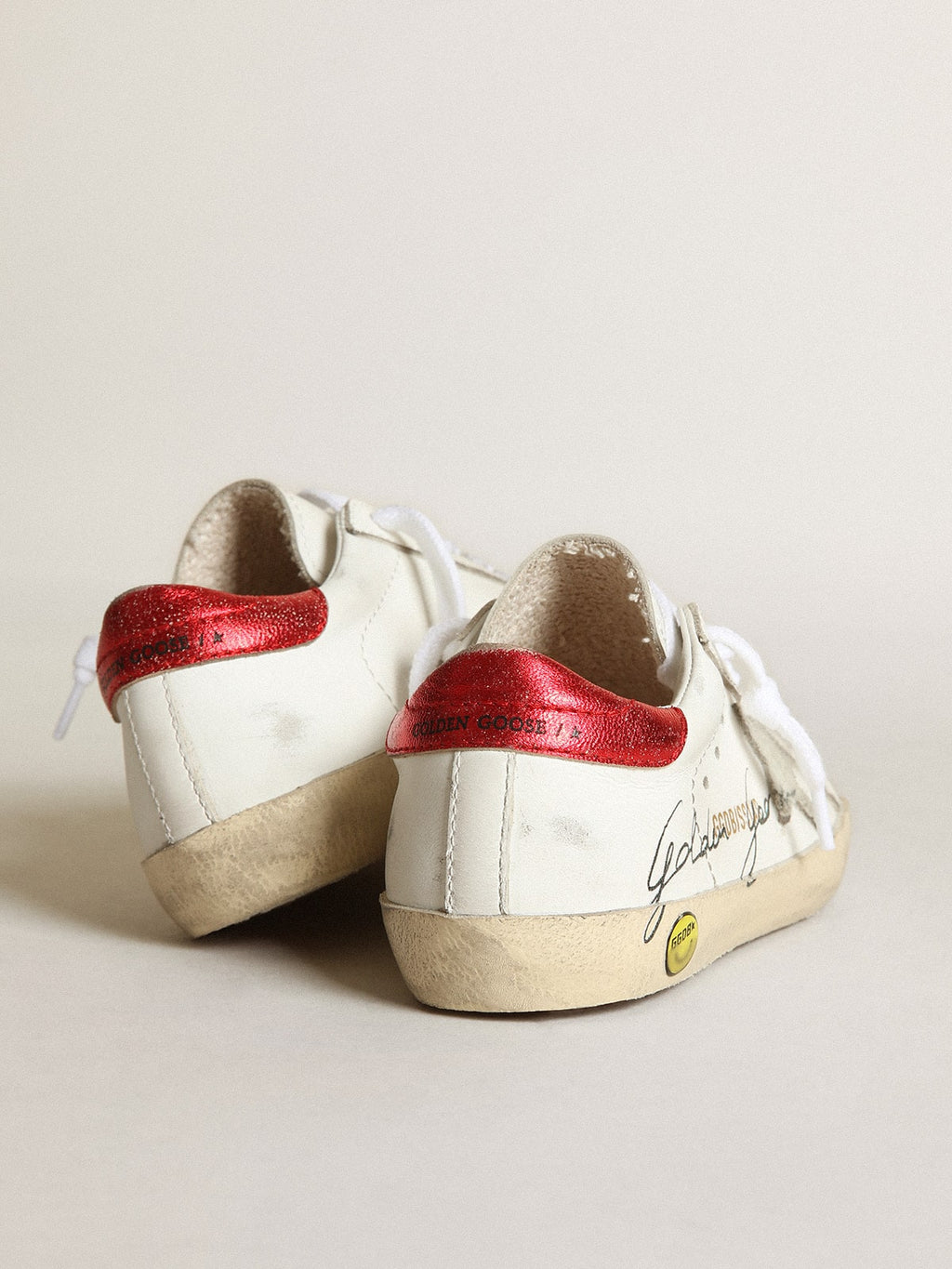 Junior Super-Star with gray star and red heel tab| Golden Goose