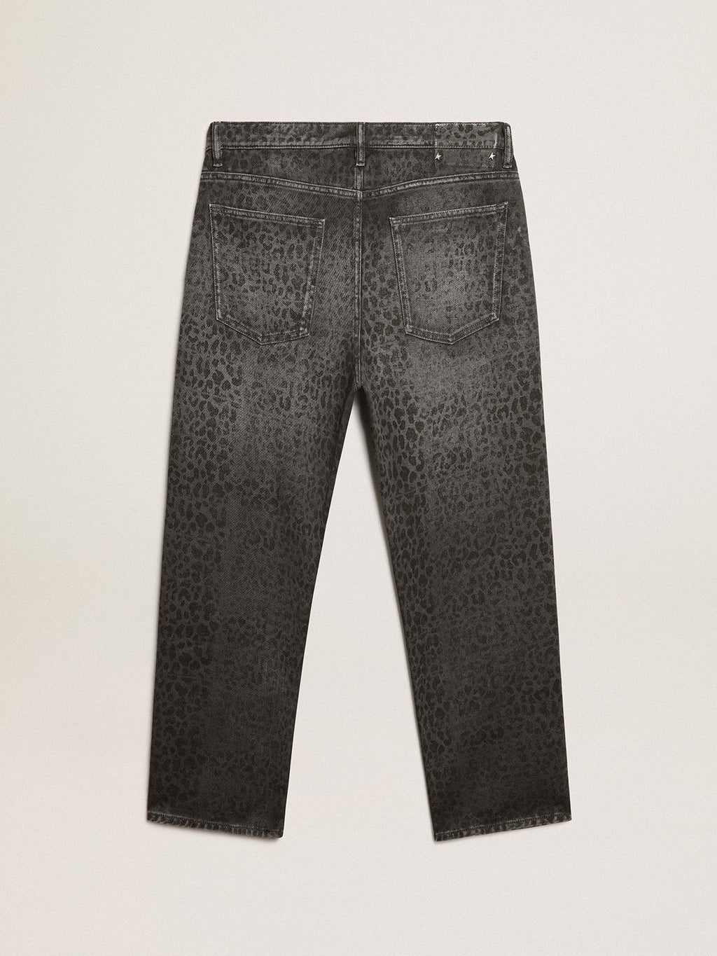 Men's gray jeans with leopard print| Golden Goose