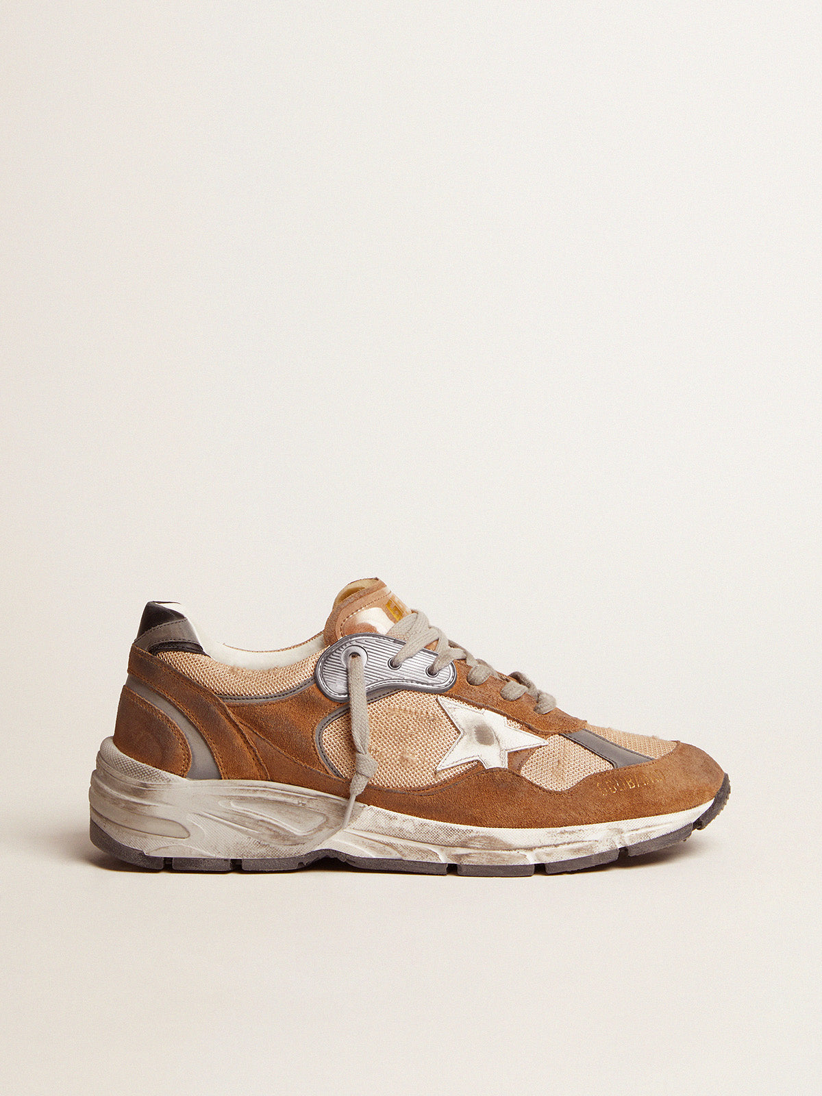 Men's Dad-Star in tobacco-colored mesh and suede with white star| Golden Goose