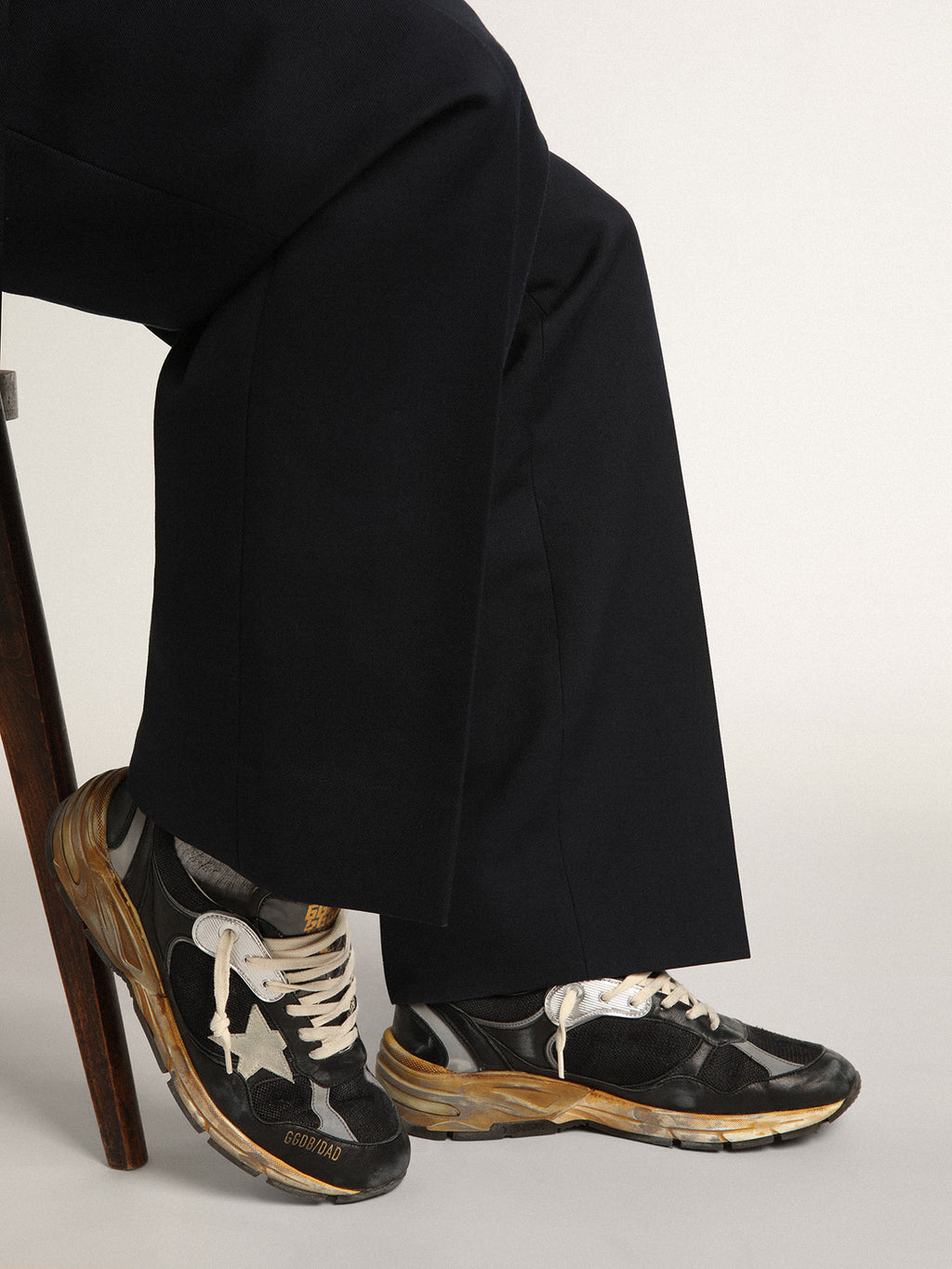 Men's Dad-Star in black mesh and nappa with ice-colored star| Golden Goose