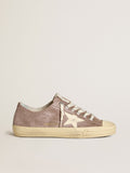 V-Star in light brown metallic suede with cream leather star| Golden Goose