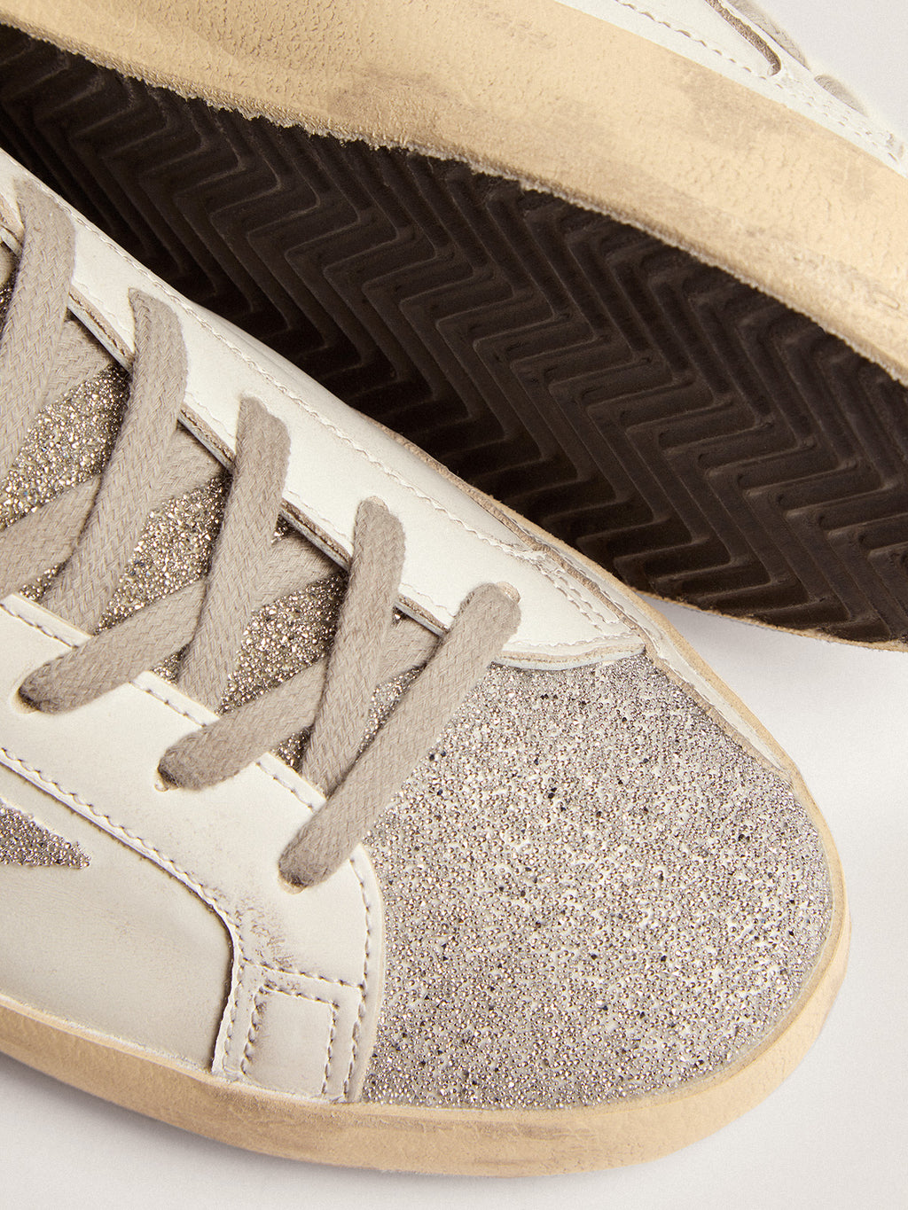 Women's Super-Star with white leather upper and Swarovski inserts| Golden Goose