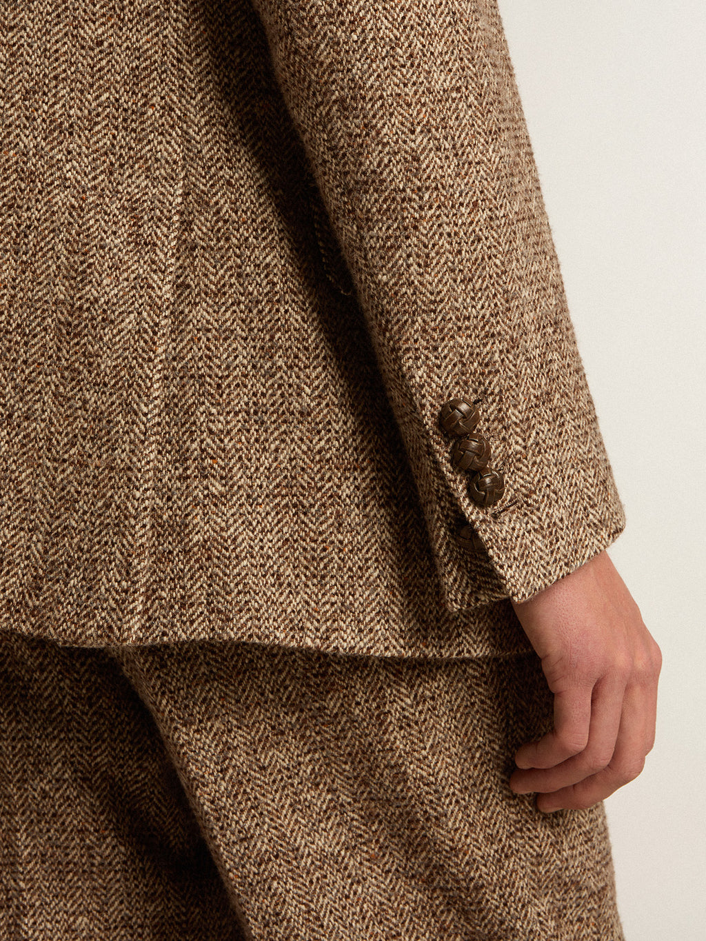 Men's brown double-breasted blazer with button fastening| Golden Goose