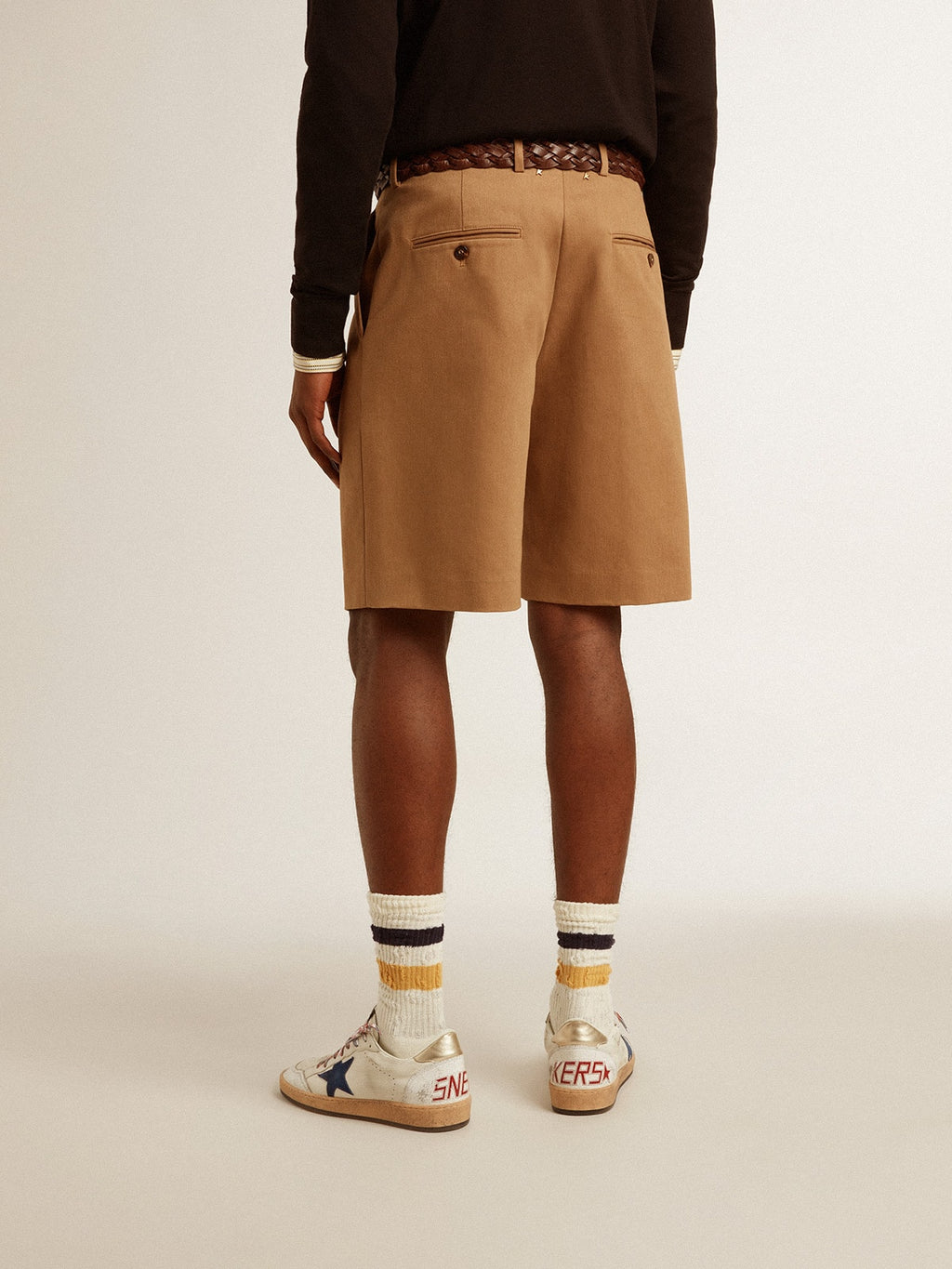 Men's Bermuda shorts in beige cotton| Golden Goose