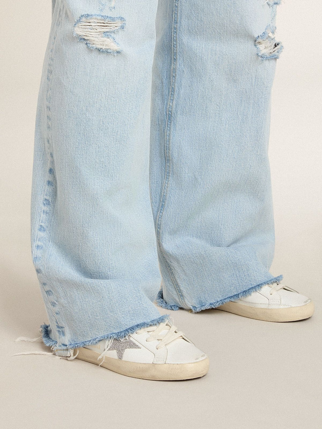 Women's Super-Star with silver Swarovski crystal star and heel tab| Golden Goose