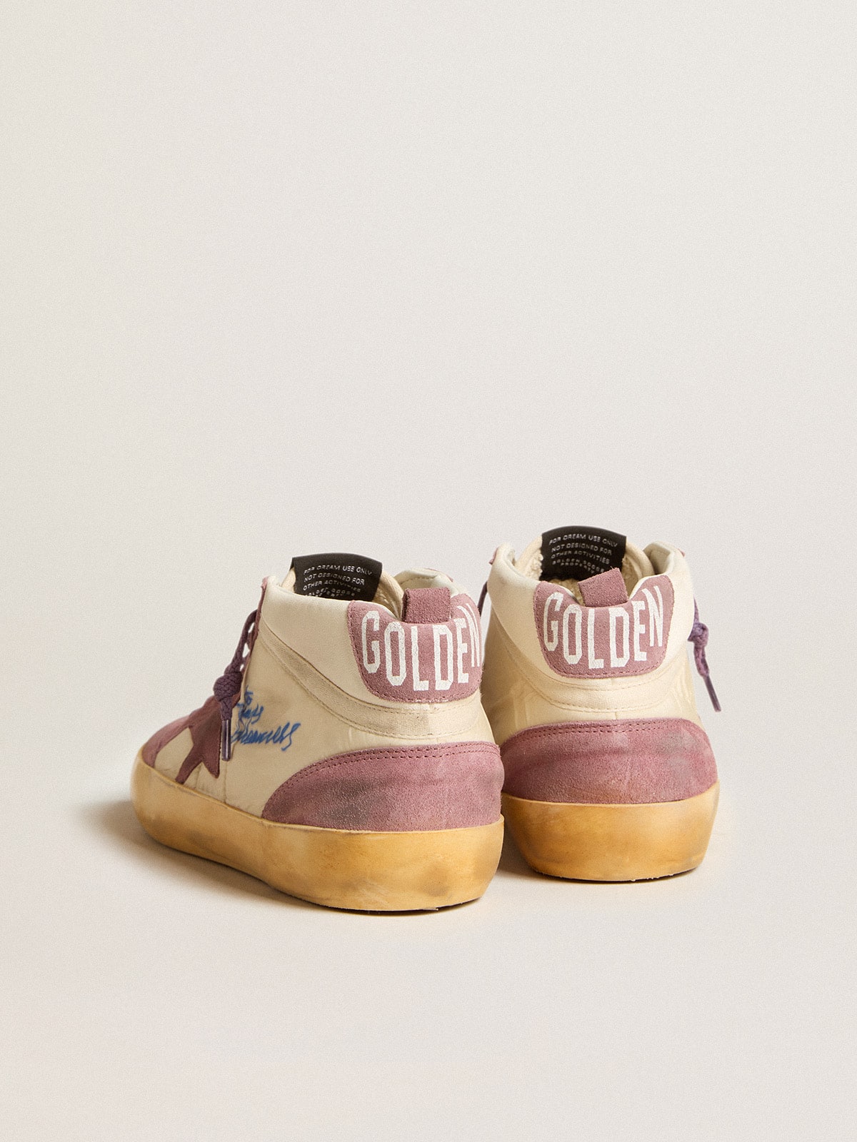 Men's Mid Star LAB in nylon and nappa with mauve suede star| Golden Goose