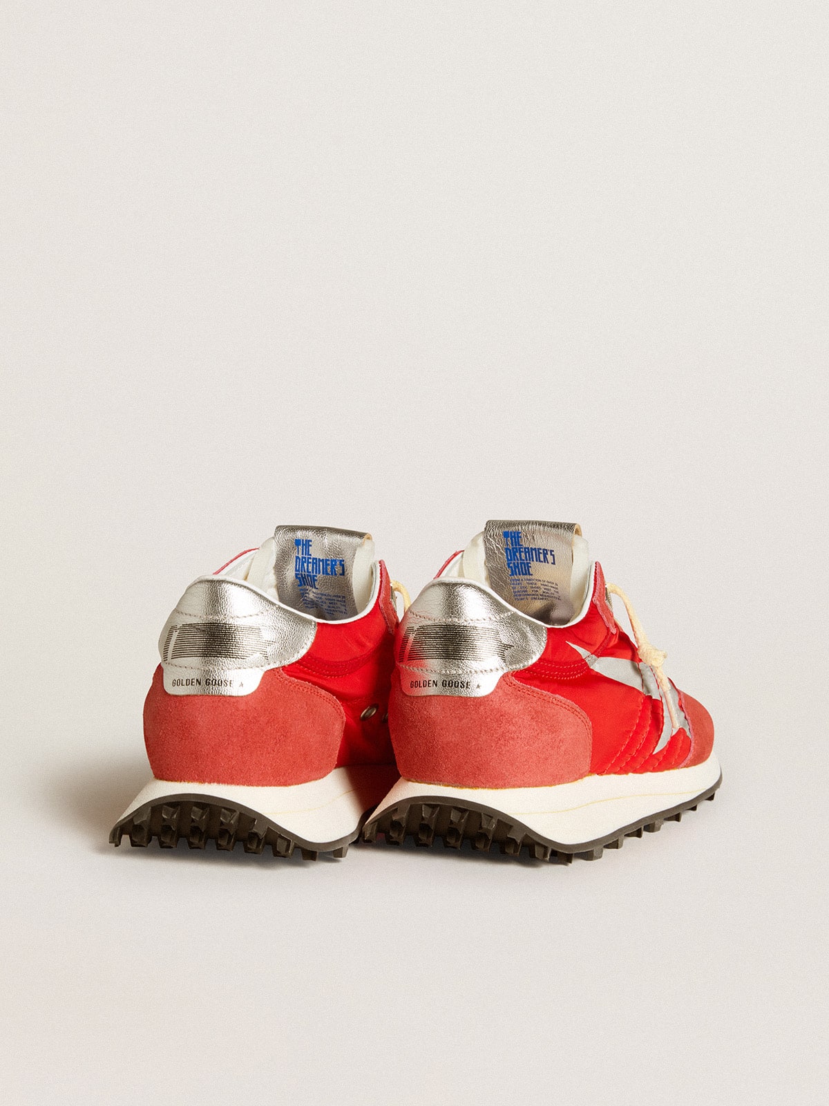 Women's Marathon with red nylon upper and silver star| Golden Goose