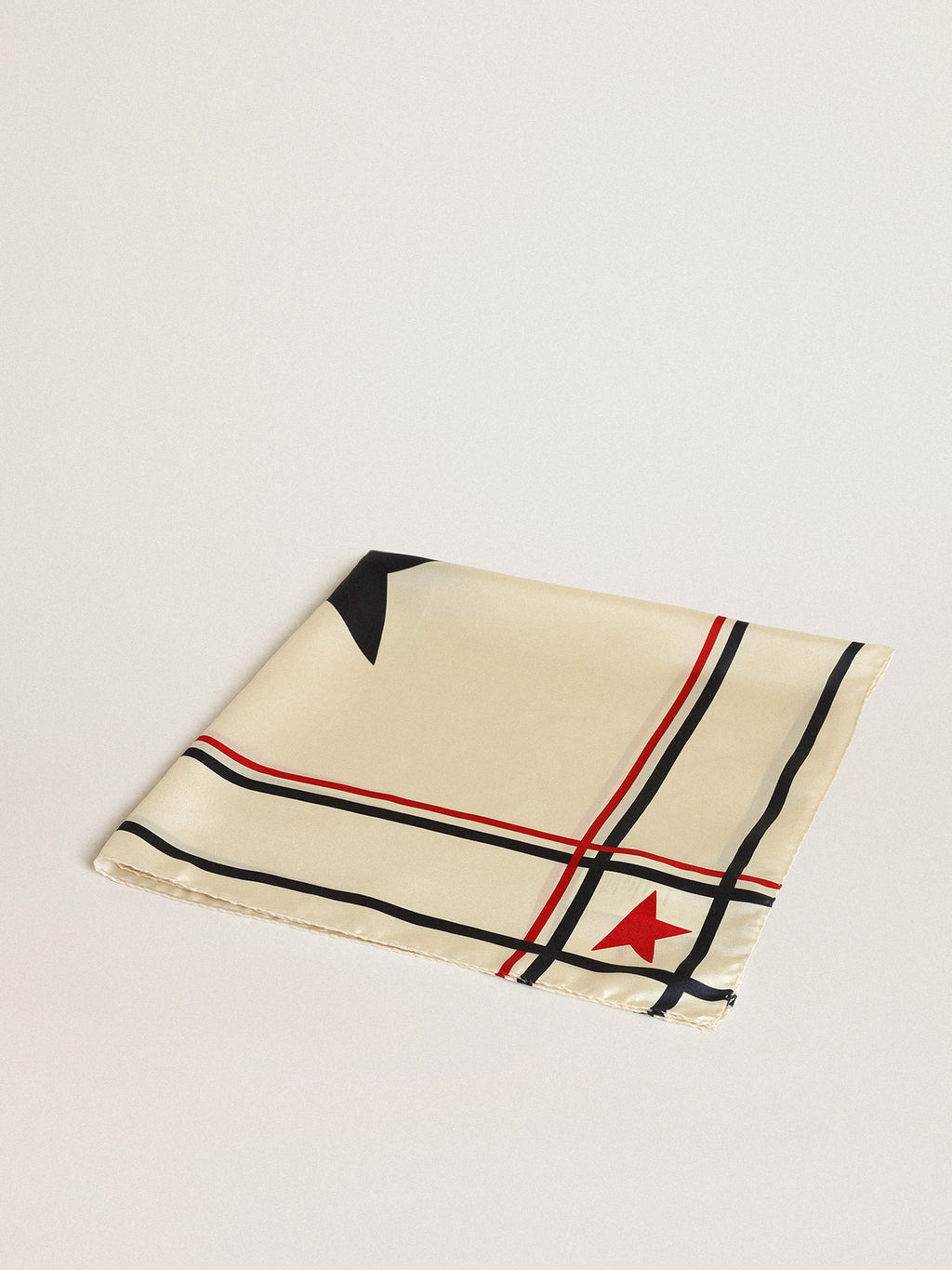 White scarf with contrasting color stars and stripes| Golden Goose