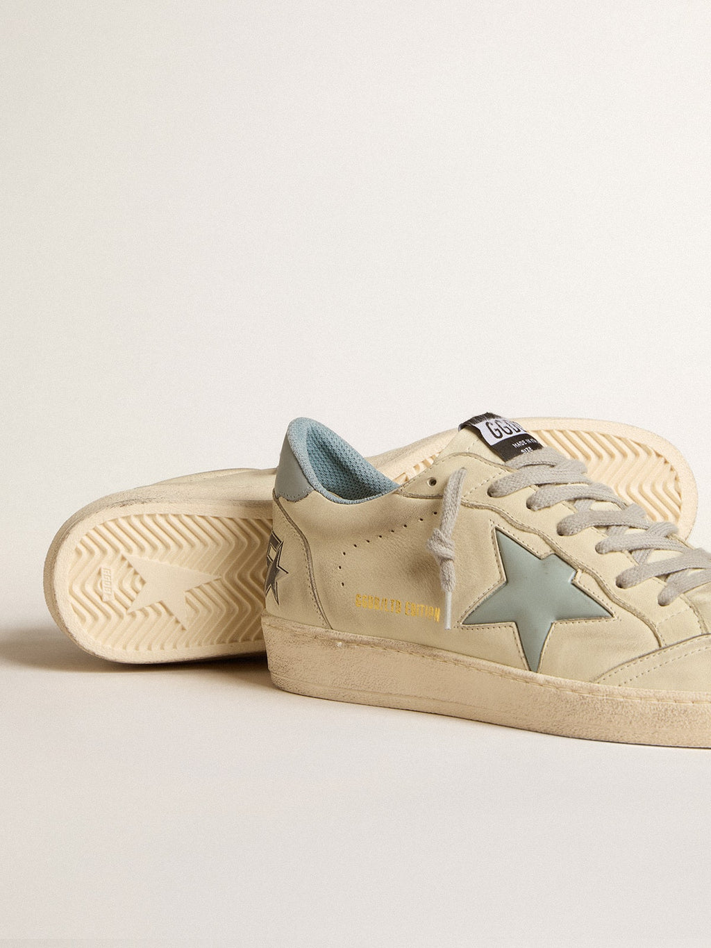 Men's Ball Star LTD with light blue plastic star and leather heel tab| Golden Goose