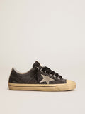Men's V-Star LTD in black canvas with ice-gray star and heel tab| Golden Goose