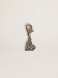 Heart-shaped charm in silver-colored brass with crystals| Golden Goose