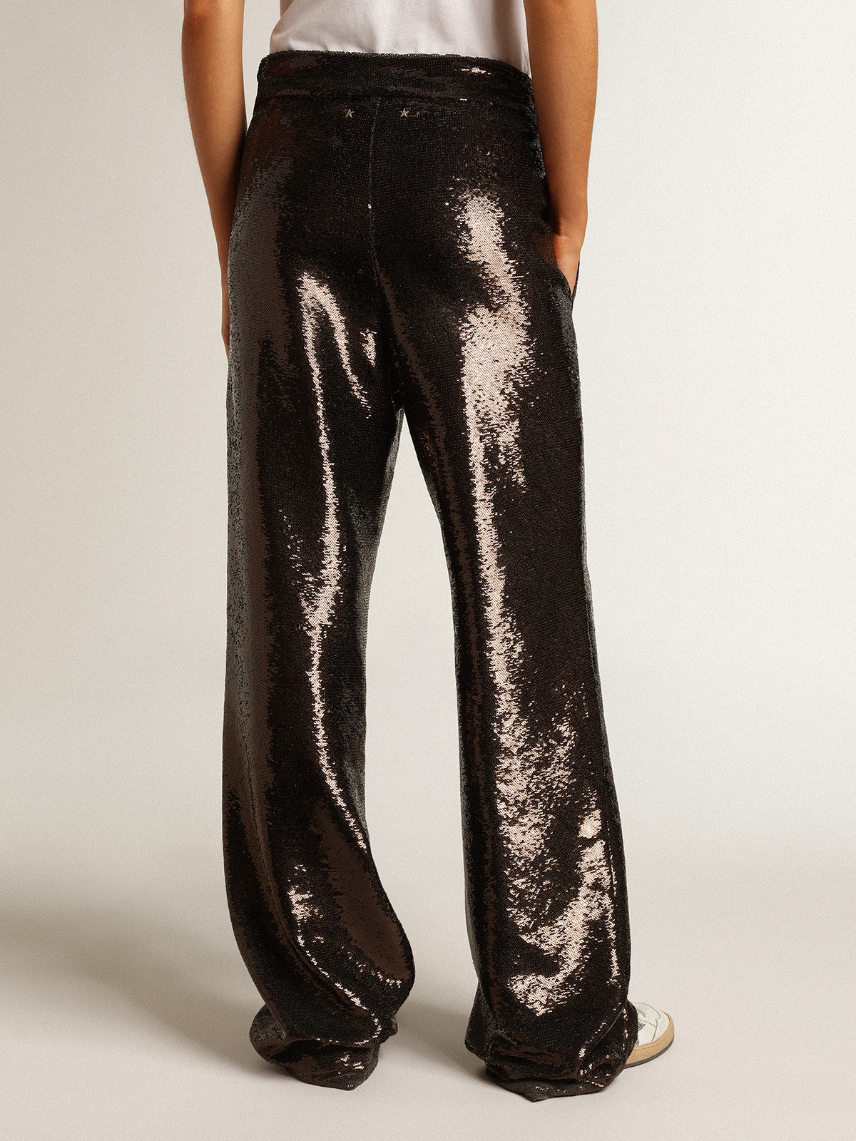 Gray pants with all-over sequins| Golden Goose