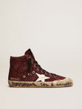 Francy Penstar in burgundy glitter with white leather star| Golden Goose