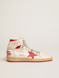 Women's Sky-Star in white nappa with red star and heel tab| Golden Goose