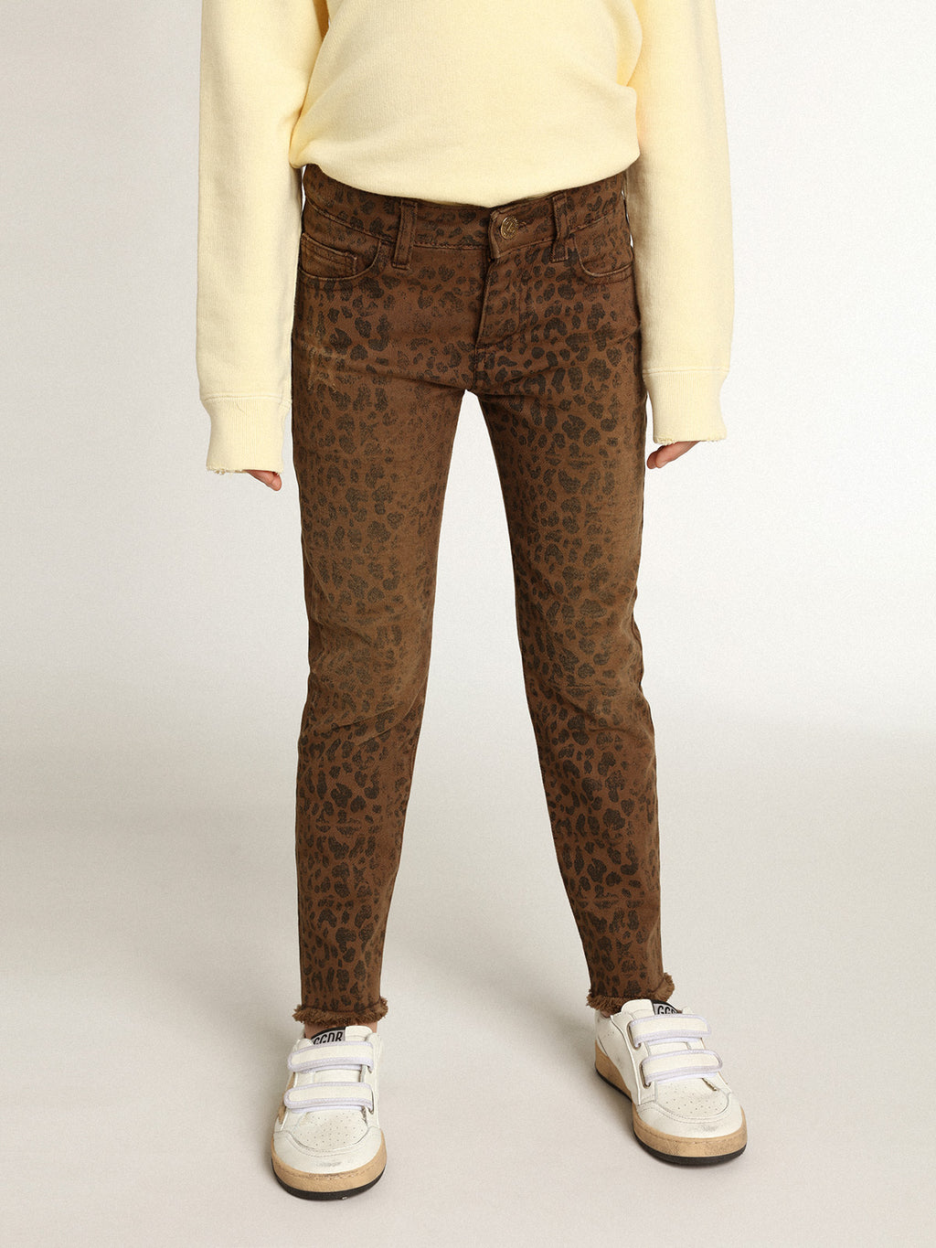 Girls' skinny jeans with animal print| Golden Goose