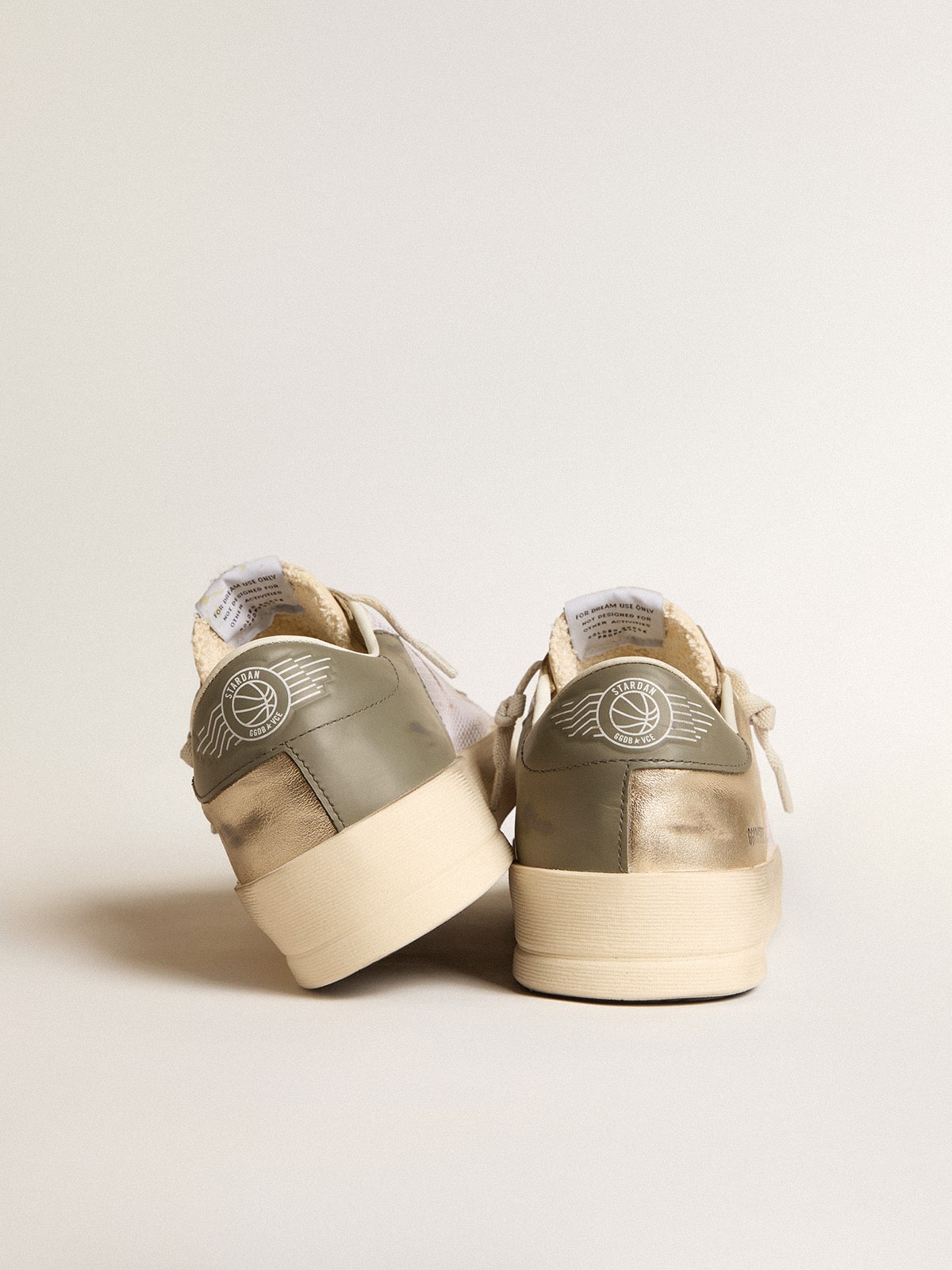 Stardan in white mesh with orange star and platinum leather inserts| Golden Goose