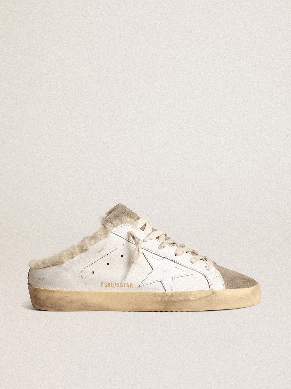 Super-Star Sabots with white leather star and shearling lining| Golden Goose