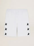 Men's vintage white bermuda shorts with contrasting black stars| Golden Goose