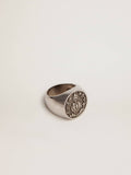 Men's signet ring in antique silver color| Golden Goose