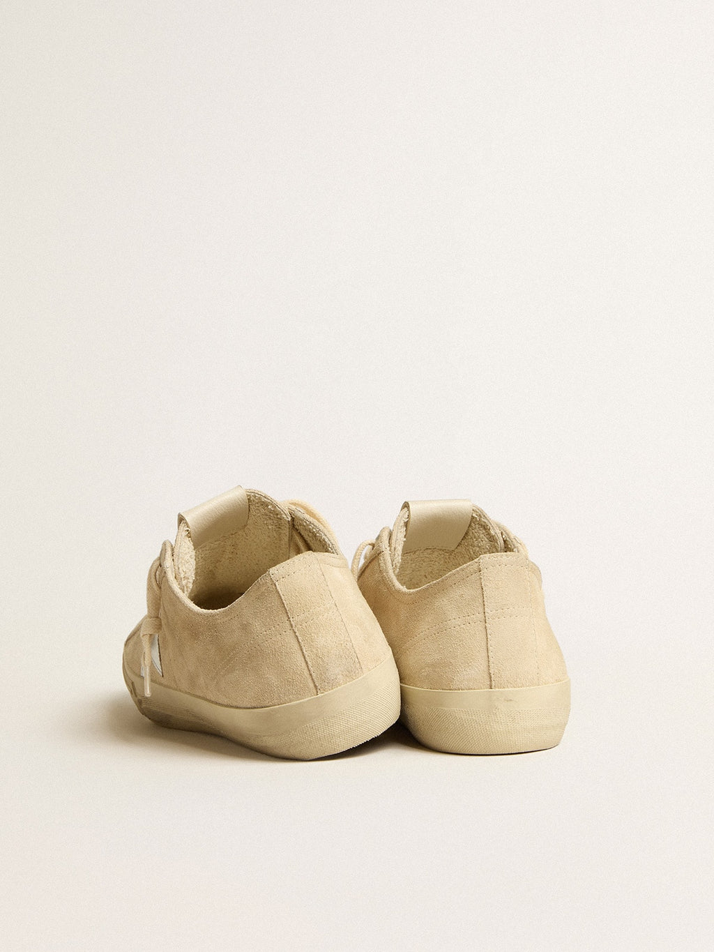 Men's V-Star in pearl suede with silver metallic leather star| Golden Goose