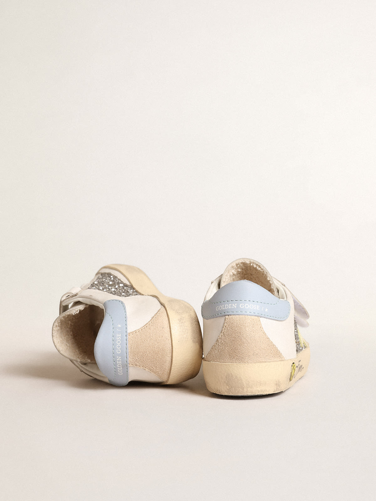 Bio-based Old School Junior with yellow star and glitter inserts| Golden Goose