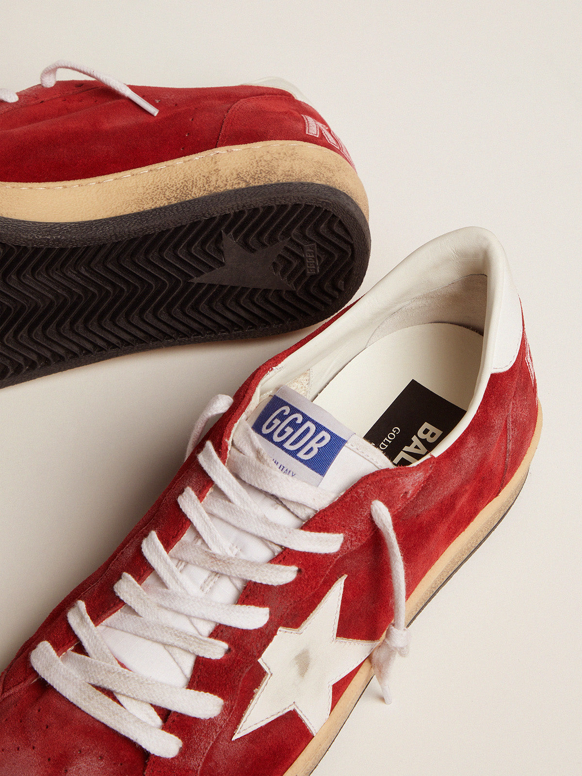 Men's Ball Star in dark red suede with white star and heel tab| Golden Goose