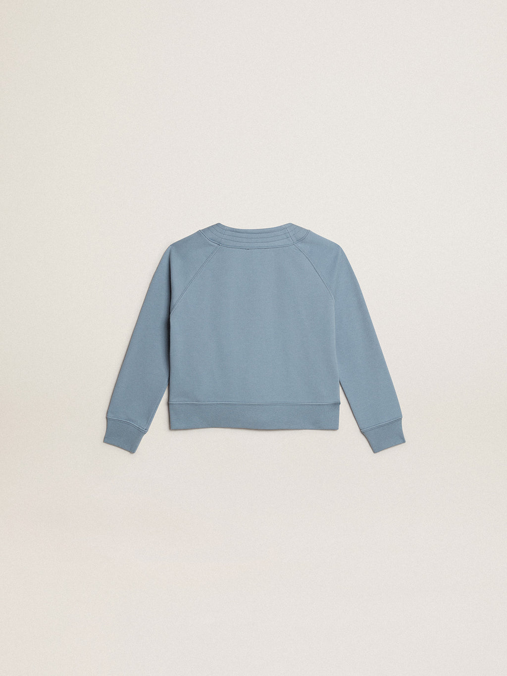 Girls' light blue cotton cardigan with beaded lettering| Golden Goose