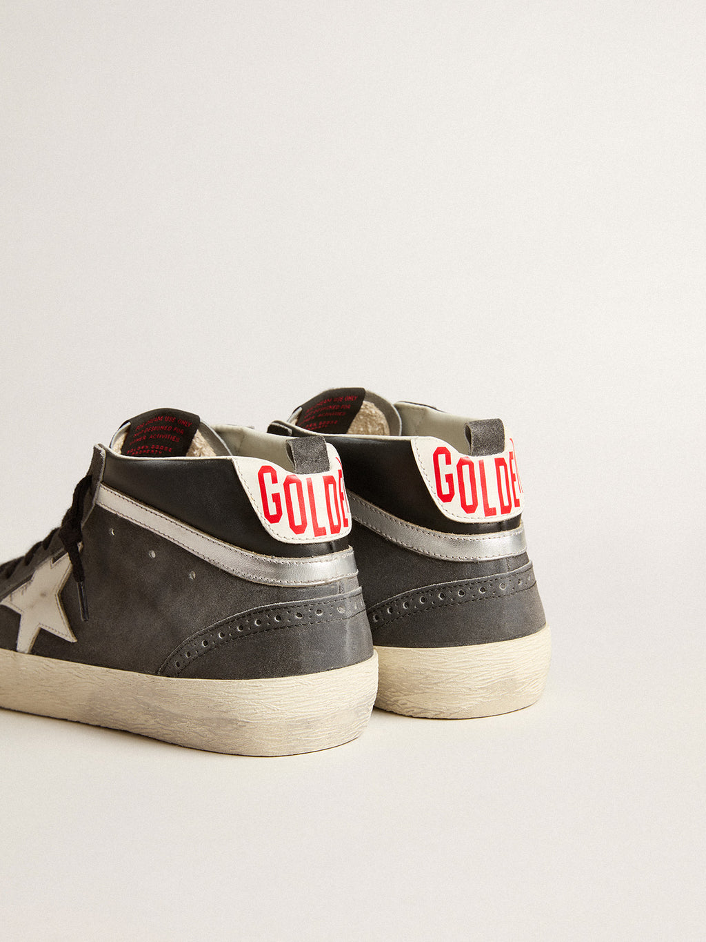 Mid Star in black suede with white leather star and silver flash| Golden Goose