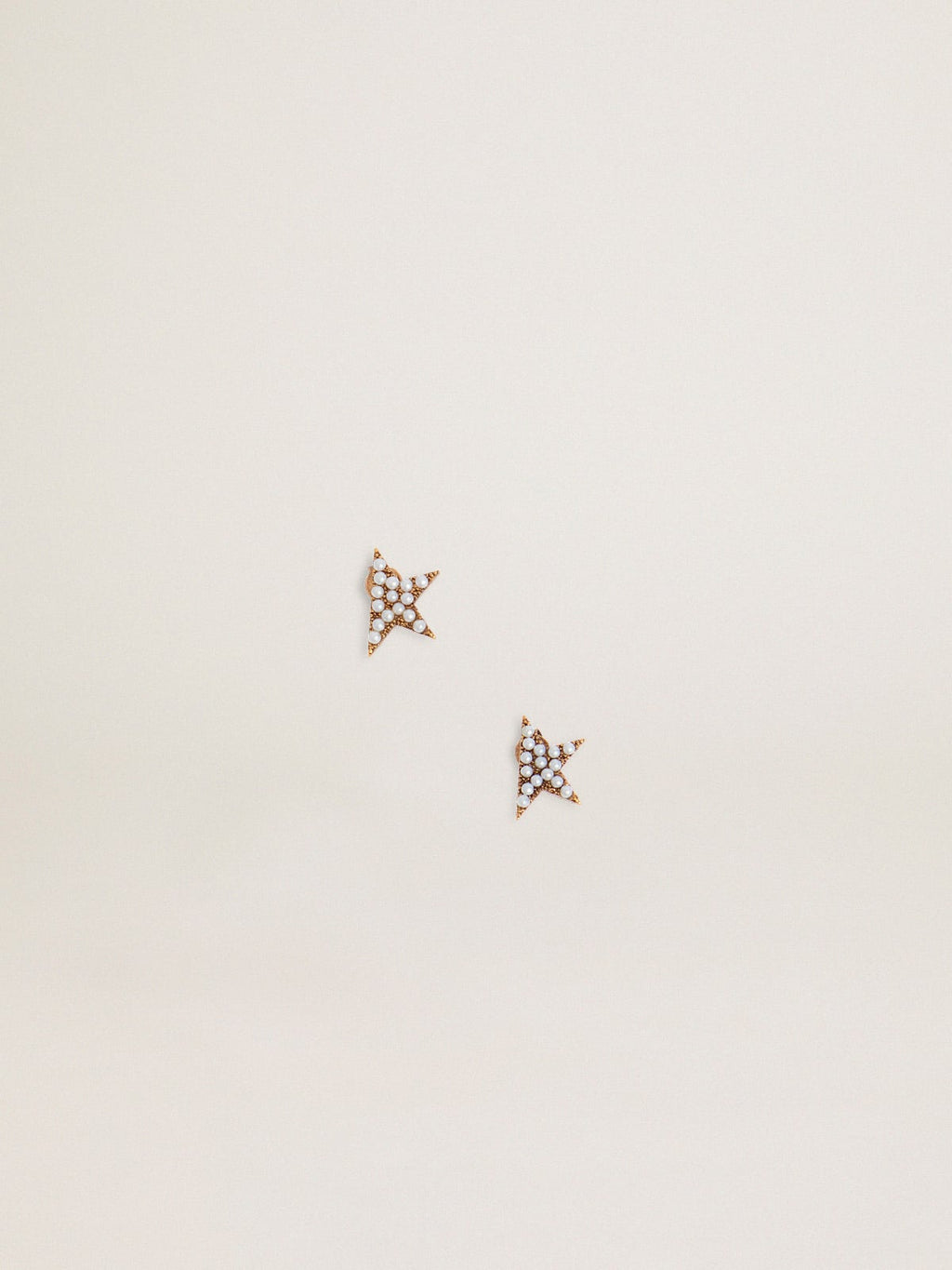 Women's stud earrings in antique gold color with decorative beads| Golden Goose