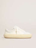 Men's Space-Star Cube in white leather with perforated star| Golden Goose