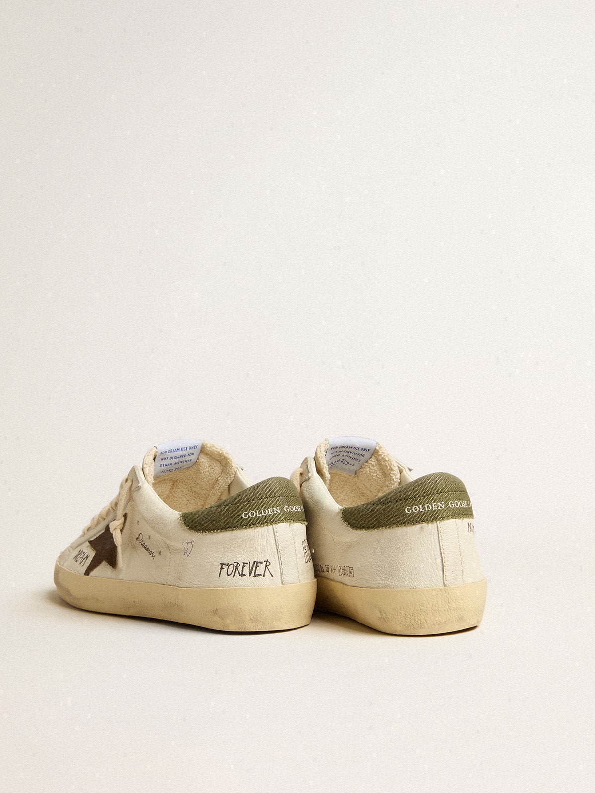 Men's Super-Star LTD in nappa with brown suede star and green heel tab| Golden Goose