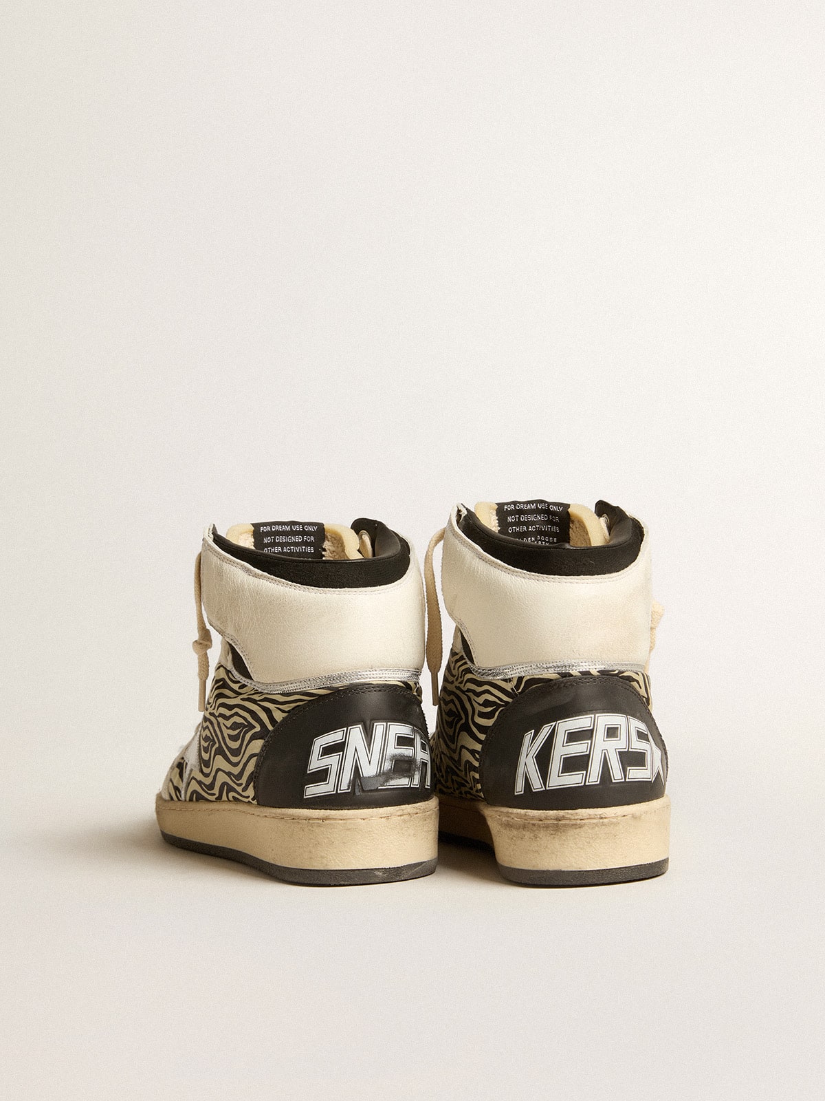 Women's Sky-Star LAB in zebra nappa with textured silver leather star| Golden Goose